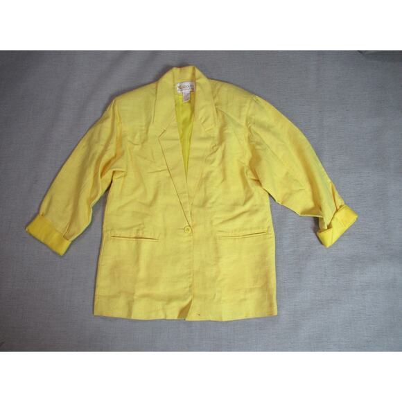 Adolfo Royalty Collection Blazer Womens S Butter Yellow Oversized Jacket 90s Y2K - Picture 1 of 10